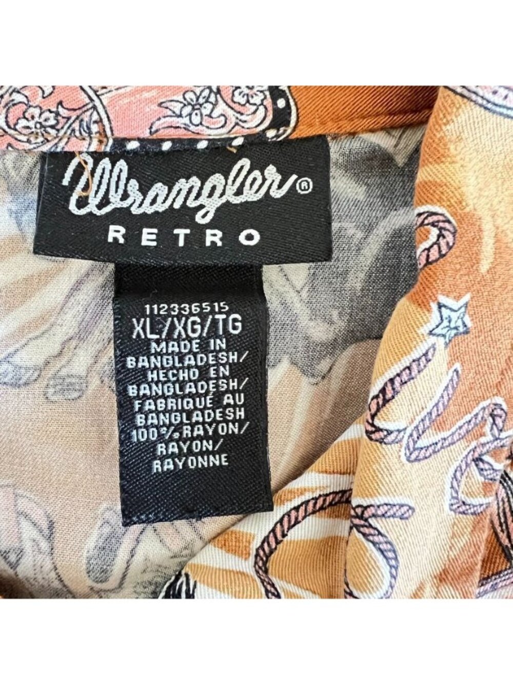 Wrangler Retro Womens Sz XL Western Snap Shirt Cowboy Print Festival Concert - Picture 6 of 12
